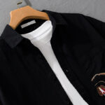 Buddha Stones Casual Embroidery Match Flame Pattern Lapel Men's Short Sleeve Cotton Shirt With Pocket - image 11