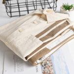Buddha Stones Casual Fall Lapel Color Contrast Patchwork Design Men's Long Sleeve Cotton Shirt With Pocket - image 15