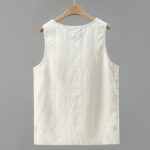 Buddha Stones Summer Casual Solid Color Side Slit Design Sleeveless Men's Linen Vest - image 2