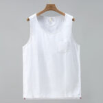 Buddha Stones Summer Casual Solid Color Side Slit Design Sleeveless Men's Linen Vest - White - US/UK/AU42，EU52 (3XL) - image 10