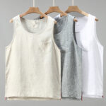 Buddha Stones Summer Casual Solid Color Side Slit Design Sleeveless Men's Linen Vest - image 12