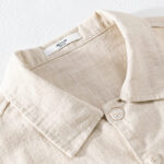 Buddha Stones ommute Fall Solid Color Lapel Men's Long Sleeve Cotton Linen Shirt With Pocket - image 2