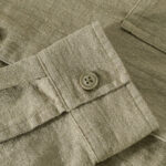 Buddha Stones ommute Fall Solid Color Lapel Men's Long Sleeve Cotton Linen Shirt With Pocket - image 30
