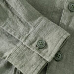 Buddha Stones ommute Fall Solid Color Lapel Men's Long Sleeve Cotton Linen Shirt With Pocket - image 24