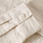 Buddha Stones ommute Fall Solid Color Lapel Men's Long Sleeve Cotton Linen Shirt With Pocket - image 4