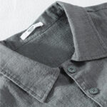 Buddha Stones ommute Fall Solid Color Lapel Men's Long Sleeve Cotton Linen Shirt With Pocket - image 11