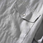 Buddha Stones Casual Simple Design Crew Neck Men's Short Sleeve Linen Shirt With Pocket - image 6