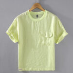 Buddha Stones Casual Simple Design Crew Neck Men's Short Sleeve Linen Shirt With Pocket - GreenYellow - US/UK/AU42，EU52 (3XL) - image 11