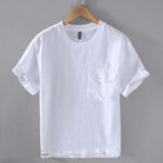Buddha Stones Casual Simple Design Crew Neck Men's Short Sleeve Linen Shirt With Pocket - White - US/UK/AU42，EU52 (3XL) - image 12