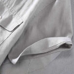 Buddha Stones Casual Simple Design Crew Neck Men's Short Sleeve Linen Shirt With Pocket - image 9