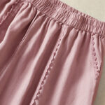 Buddha Stones Casual Plain Lace Side Design 7-8 Length Cotton Linen Women's Harem Pants With Pockets - image 12