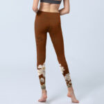 Buddha Stones Brown White Lotus Flower Print Gym Leggings Women's Yoga Pants - image 7