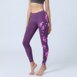 Buddha Stones Purple Pink Lotus Flower Print Gym Leggings Women's Yoga Pants - Purple - US18，UK/AU22，EU50 (4XL) - image 1