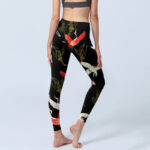 Buddha Stones White Red Gold Cranes Print Gym Leggings Women's Yoga Pants - image 5