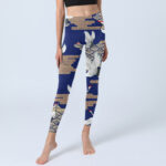 Buddha Stones Red-crowned Cranes Fan-shaped Auspicious Clouds Print Gym Leggings Women's Yoga Pants - image 6