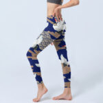 Buddha Stones Red-crowned Cranes Fan-shaped Auspicious Clouds Print Gym Leggings Women's Yoga Pants - image 3