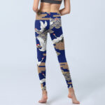 Buddha Stones Red-crowned Cranes Fan-shaped Auspicious Clouds Print Gym Leggings Women's Yoga Pants - image 7