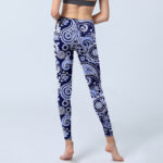 Buddha Stones Purple Blue Cashew Flower Print Gym Leggings Women's Yoga Pants - image 7