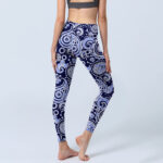 Buddha Stones Purple Blue Cashew Flower Print Gym Leggings Women's Yoga Pants - image 5