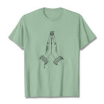 Buddha Stones Put Hands Together Prayer Design Tee T-shirt - PaleGreen - 2XL - image 15