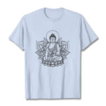 Buddha Stones Medicine Buddha Seated On A Lotus Pedestal Tee T-shirt - LightCyan - 2XL - image 19