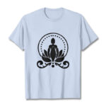 Buddha Stones Meditation Buddha Seated On A Lotus Flower Tee T-shirt - LightCyan - 2XL - image 19