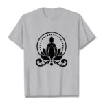 Buddha Stones Meditation Buddha Seated On A Lotus Flower Tee T-shirt - LightGrey - 2XL - image 20