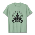 Buddha Stones Meditation Buddha Seated On A Lotus Flower Tee T-shirt - PaleGreen - 2XL - image 15