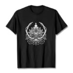 Buddha Stones Meditation Buddha Seated Inside A Lotus Flower Tee T-shirt - Black - 2XL - image 7