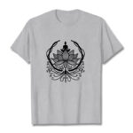 Buddha Stones Meditation Buddha Seated Inside A Lotus Flower Tee T-shirt - LightGrey - 2XL - image 20