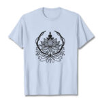 Buddha Stones Meditation Buddha Seated Inside A Lotus Flower Tee T-shirt - LightCyan - 2XL - image 19