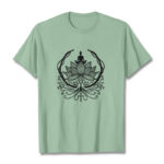 Buddha Stones Meditation Buddha Seated Inside A Lotus Flower Tee T-shirt - PaleGreen - 2XL - image 15