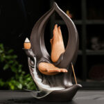 Buddha Stones Stairs Mountains Water Buddha Hand Ceramic Backflow Smoke Fountain Meditation Incense Burner Decoration - image 7
