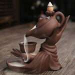 Buddha Stones Buddha Hand Holding Teapot Cup Ceramic Backflow Smoke Fountain Healing Incense Burner Decoration - image 13
