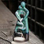 Buddha Stones Lovers Couple Embrace Love Ceramic Backflow Smoke Fountain Healing Incense Burner Decoration - image 3