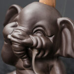 Buddha Stones Cute Elephant Purple Clay Backflow Smoke Fountain Peace Healing Incense Burner Decoration - image 11