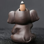 Buddha Stones Cute Elephant Purple Clay Backflow Smoke Fountain Peace Healing Incense Burner Decoration - image 9