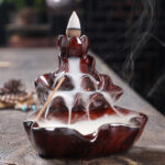 Buddha Stones Lotus Leaf Koi Fish Ceramic Backflow Smoke Fountain Peace Incense Burner Decoration - image 17