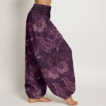 Buddha Stones Casual Floral Leaves Women's Elastic Waist Harem Pants - image 9