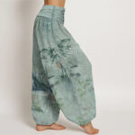 Buddha Stones Casual Bamboo Rock Ink Painting Women's Elastic Waist Harem Pants - image 9