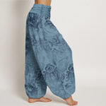 Buddha Stones Casual Flower Leaves Design Women's Elastic Waist Harem Pants - image 2