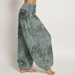 Buddha Stones Casual Flower Leaves Design Women's Elastic Waist Harem Pants - image 9
