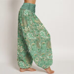 Buddha Stones Cashew Flower Peacock Sunflower Design Women's Elastic Waist Harem Pants - image 6