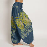 Buddha Stones Green Leaves Branches Women's Elastic Waist Harem Pants - image 10
