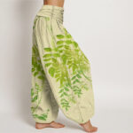 Buddha Stones Green Leaves Branches Women's Elastic Waist Harem Pants - image 3