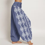 Buddha Stones Mandala Om Mani Padme Hum Women's Elastic Waist Harem Pants - image 2