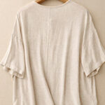 Buddha Stones Colorblock Side Slit  Frog-Button Cotton Linen Half Sleeve Women's Shirt With Pockets - image 3