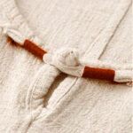 Buddha Stones Colorblock Side Slit  Frog-Button Cotton Linen Half Sleeve Women's Shirt With Pockets - image 5