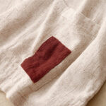 Buddha Stones Colorblock Side Slit  Frog-Button Cotton Linen Half Sleeve Women's Shirt With Pockets - image 9