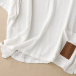 Buddha Stones Colorblock Side Slit  Frog-Button Cotton Linen Half Sleeve Women's Shirt With Pockets - image 21